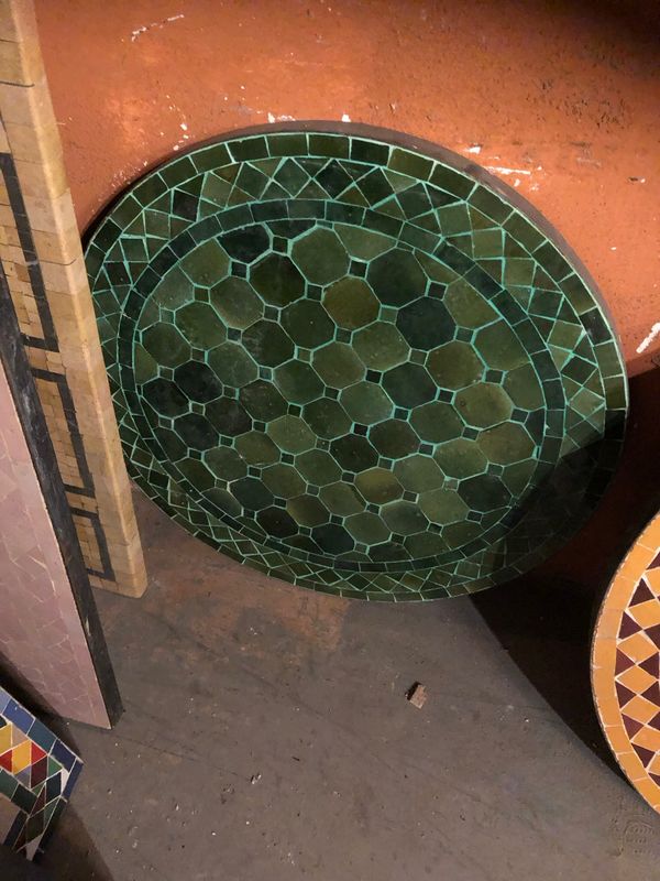 Marokkaanse Mozaiek tafel (blad) 60 cm  Tamegroute Groen Handgemaakt