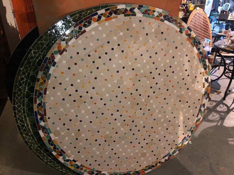 Marokkaanse Mozaiek tafel (blad) 140 cm Creme-Multicolor 