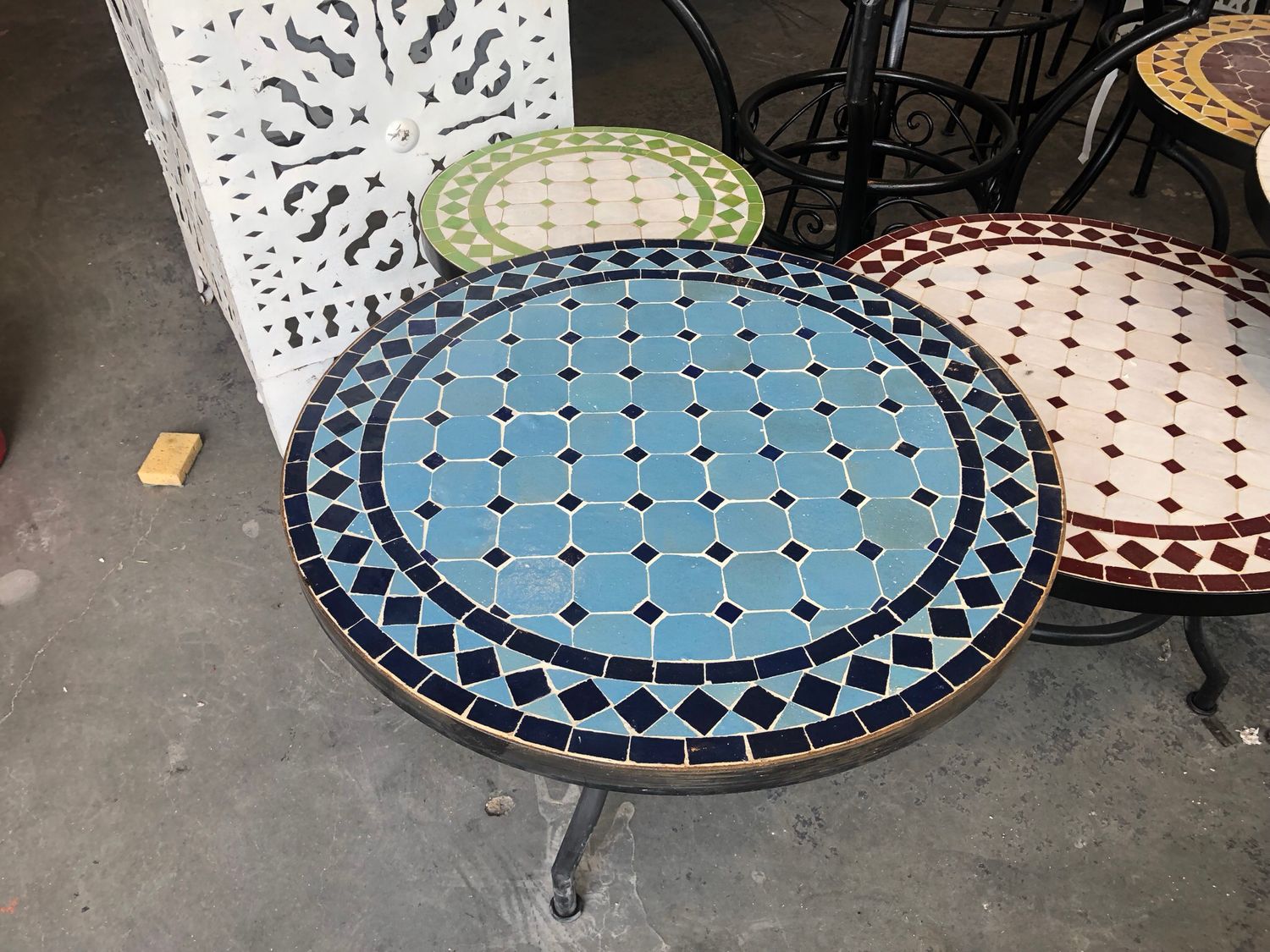 Marokkaanse Mozaiek tafel  (blad)  60 cm Lichtblauw-blauw Handgemaakt