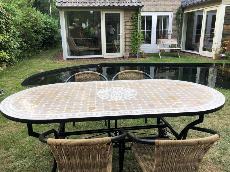 Marokkaanse Mozaiektafel 180 cm Ovaal Inclusief Beste Onderstel en Afwerking !