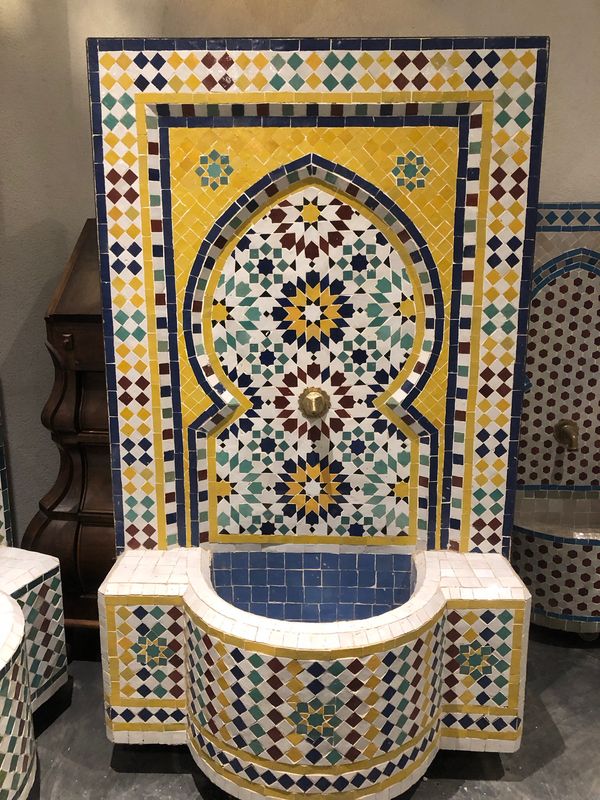 Handgemaakte Marokkaanse Mozaïek Fontein - 127x76 cm - Turqouise-blauw-creme