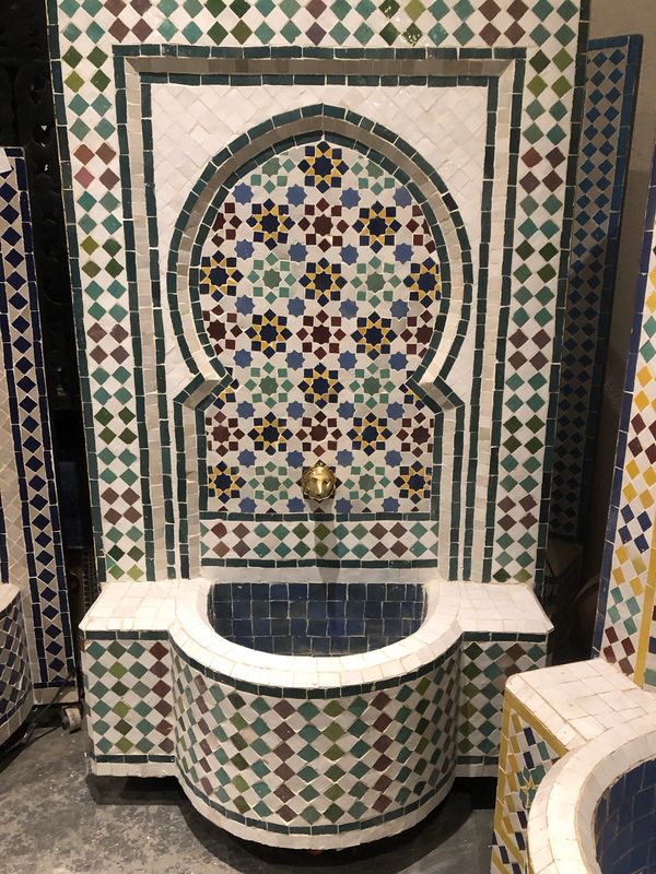Handgemaakte Marokkaanse Mozaïek Fontein - 127x76 cm - Turqouise-blauw-creme