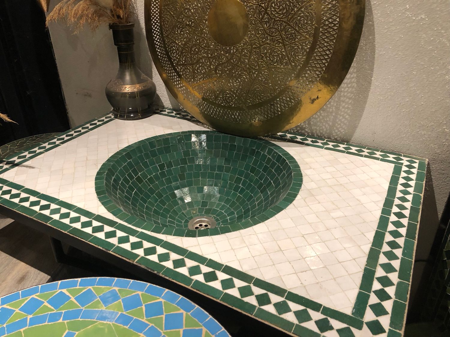 Marokkaanse Waskom in mozaiekblad Handgemaakt 90x60 cm Marokkaanse Waskom in mozaiekblad Handgemaakt 90x60 cm