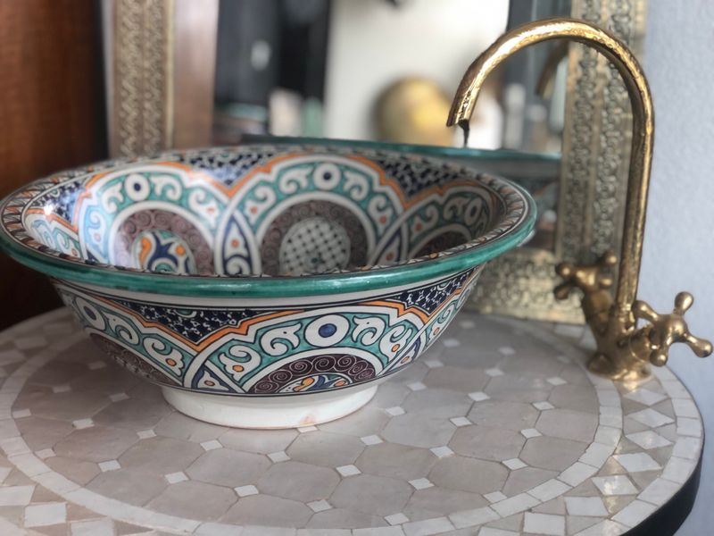 Marokkaanse Waskom / Aardewerk Fez / Handgemaakt 40 cm AM40-004