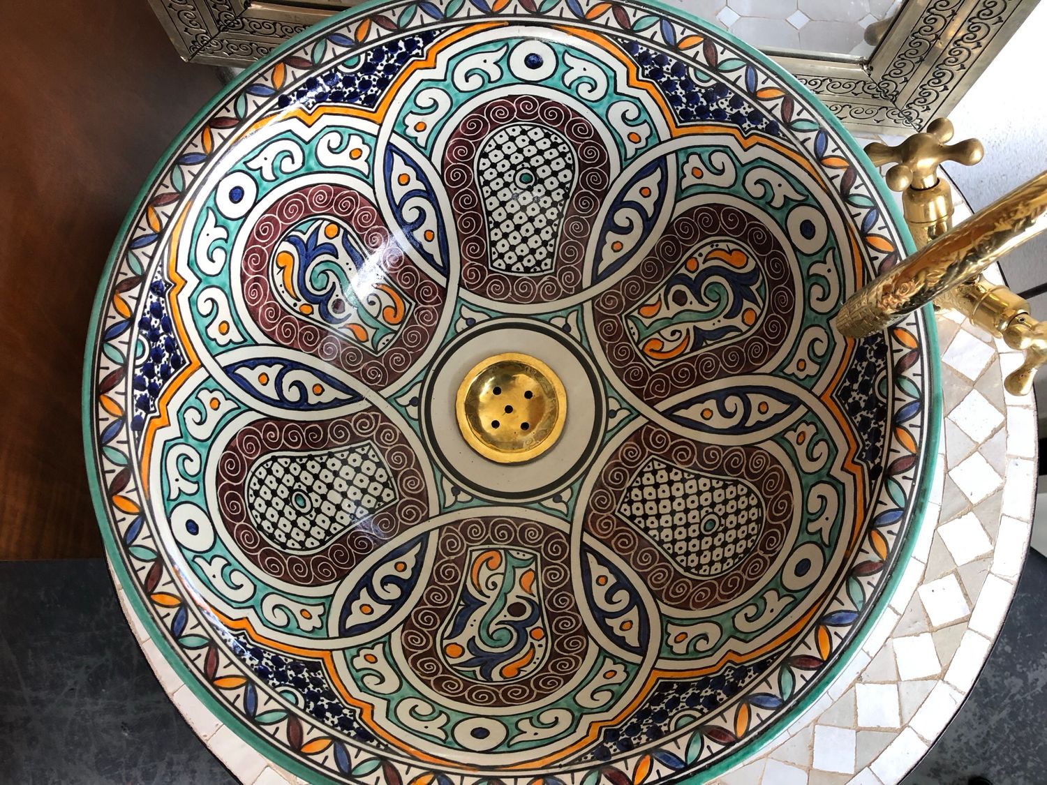 Marokkaanse Waskom / Aardewerk Fez / Handgemaakt 40 cm AM40-004 — detail 2