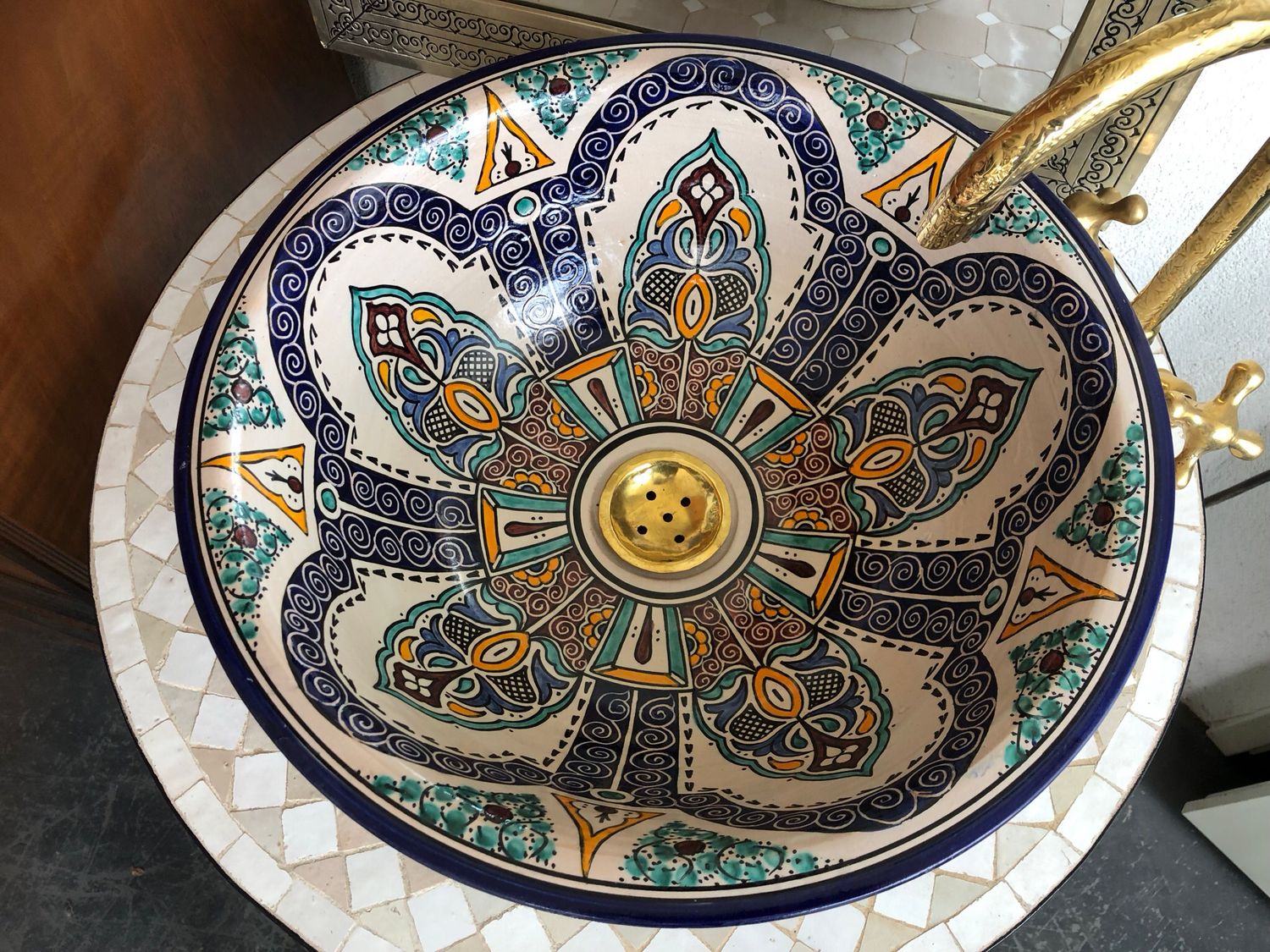 Marokkaanse Waskom / Aardewerk Fez / Handgemaakt 40 cm AM40-001 — detail 2