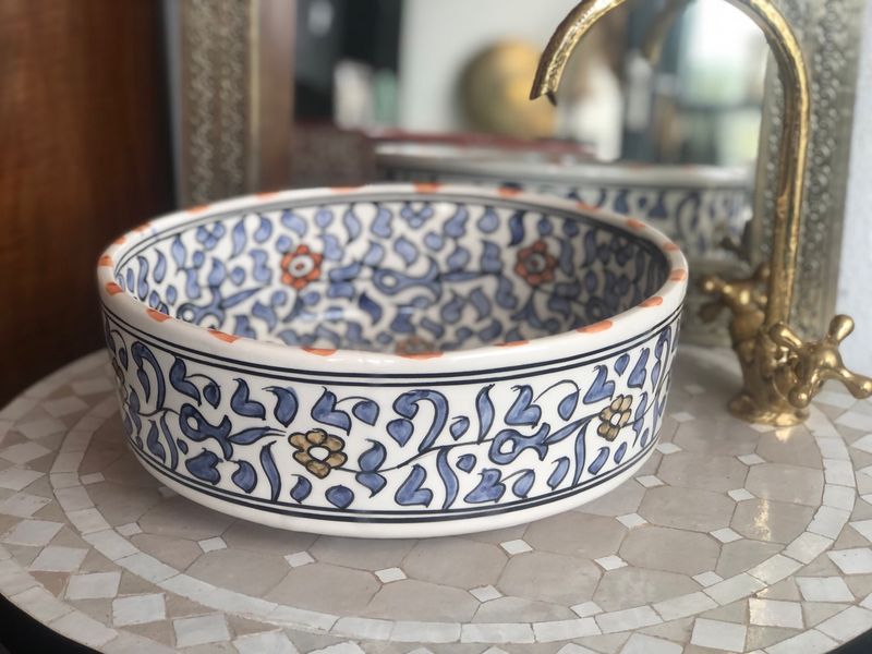 Marokkaanse Waskom / Aardewerk / Handgemaakt 40 cm ABR30-101