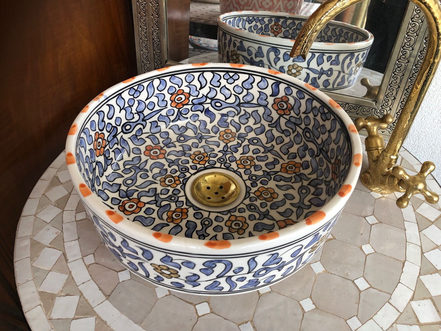 Marokkaanse Waskom / Aardewerk / Handgemaakt 35 cm ABR35-101 — detail 3