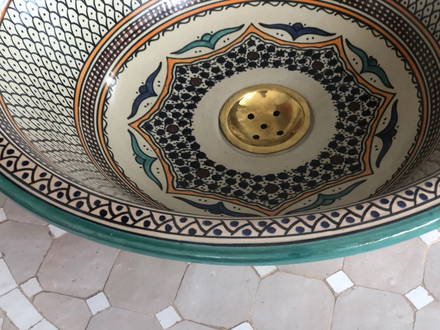 Marokkaanse Waskom / Aardewerk Fez / Handgemaakt 40 cm AM40-002 — detail 2
