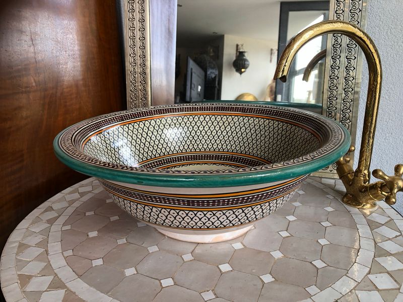 Marokkaanse Waskom / Aardewerk Fez / Handgemaakt 40 cm AM40-002