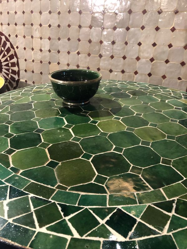 Marokkaanse Mozaiek tafel  (blad)  60 cm Tamegroute Groen Handgemaakt