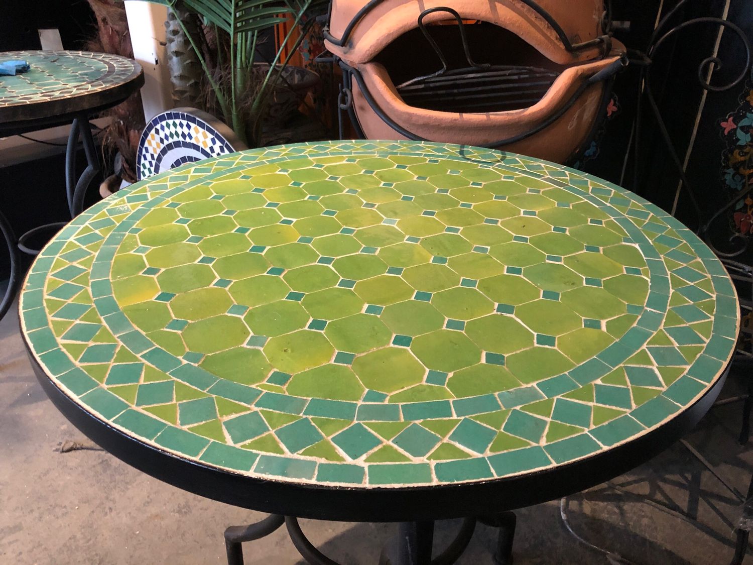 Marokkaanse Mozaiek tafel (blad) 70 cm Appelgroen-Zeegroen Handgemaakt