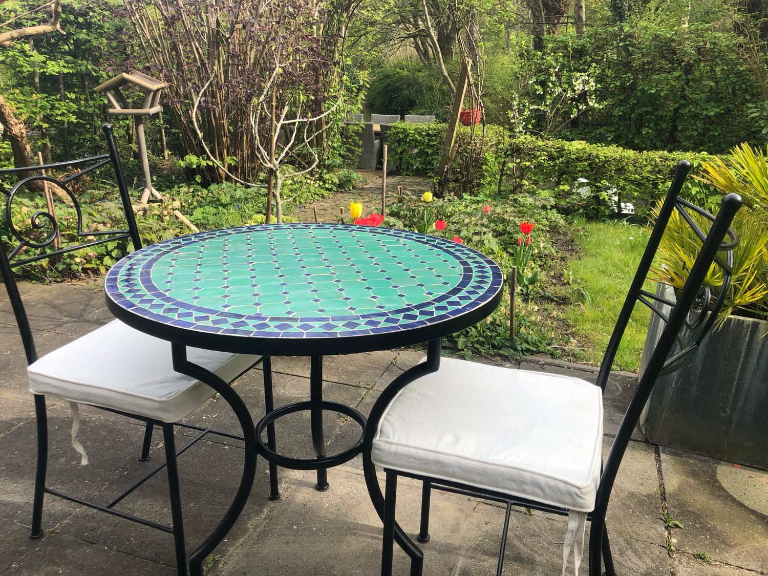 Marokkaanse Mozaiek tafel (blad) 80 cm Zeegroen-Blauw Handgemaakt