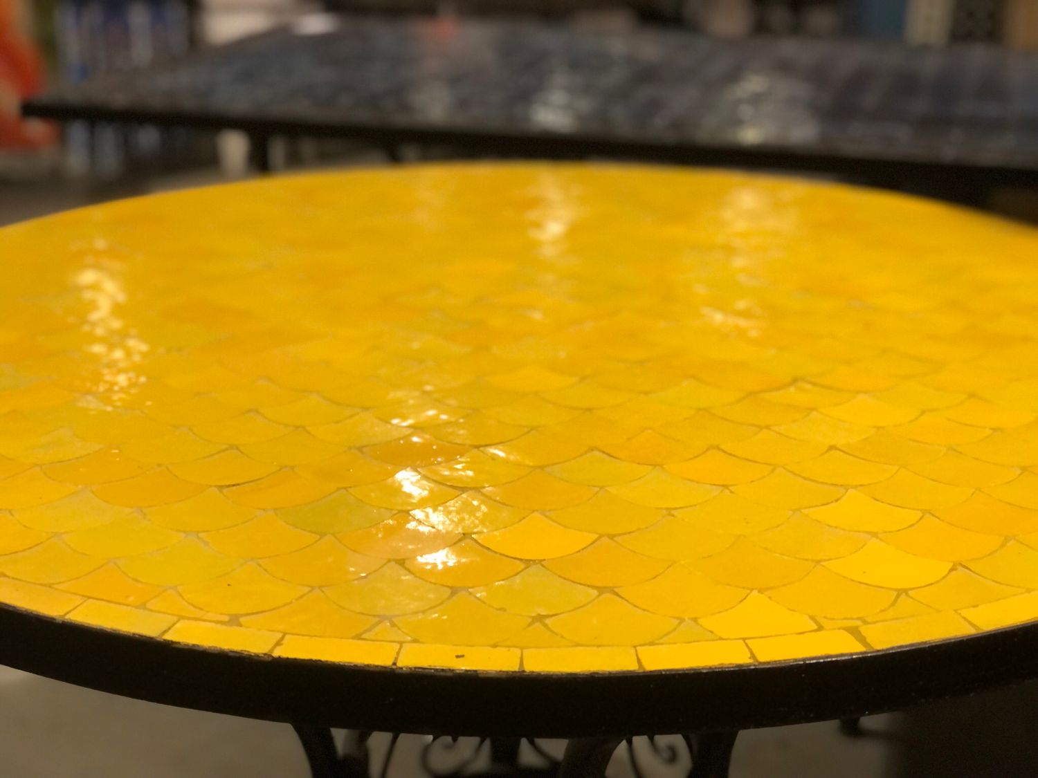 Marokkaanse Mozaiek tafel (blad) 100 cm  Geel / Schub Handgemaakt