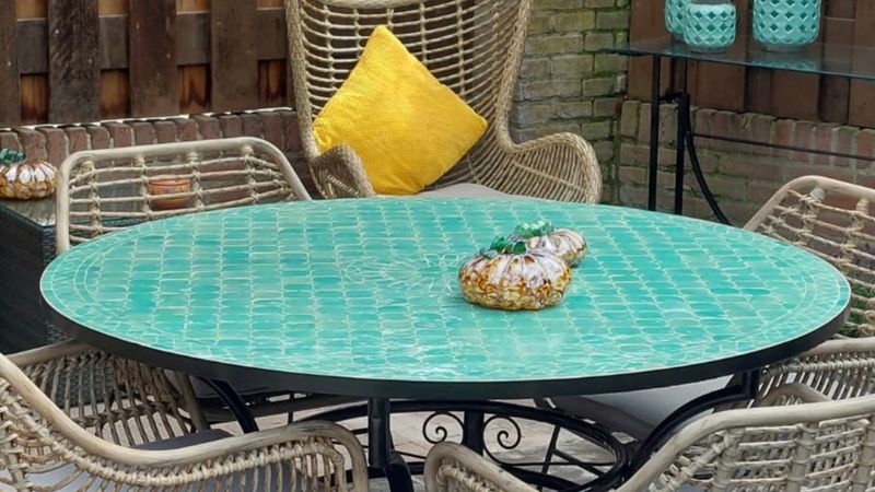 Marokkaanse Mozaiek tafel (blad) Met ROZET  120 cm  Kleur