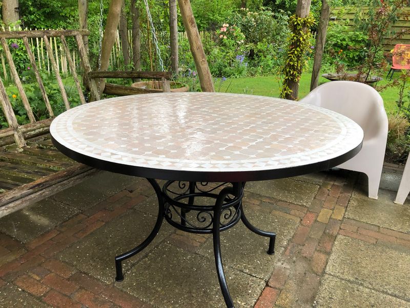 Marokkaanse Mozaiek tafel (blad) 120 cm Creme-Wit Marokkaanse Mozaiek tafel (blad) 120 cm Creme-Wit