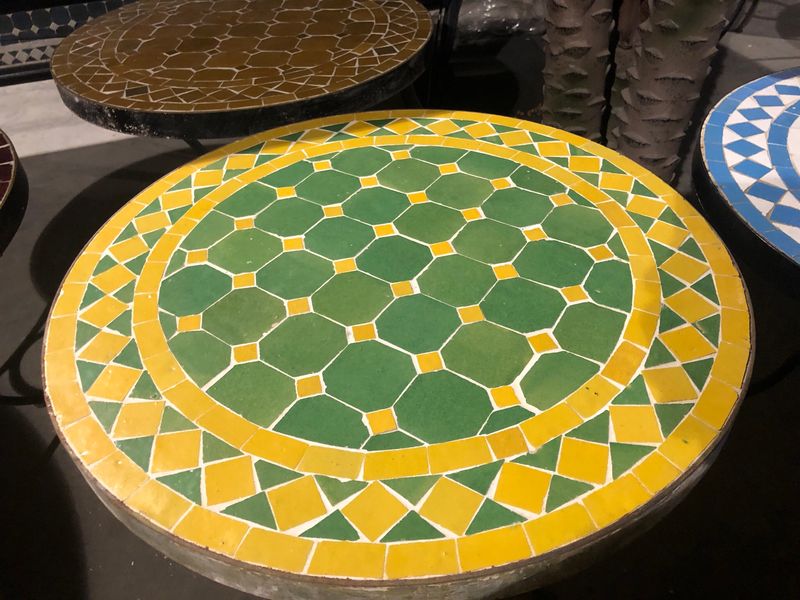 Marokkaanse Mozaiek tafel (blad) 50 cm Appelgroen-Geel Handgemaakt Marokkaanse Mozaiek tafel (blad) 50 cm Appelgroen-Geel Handgemaakt