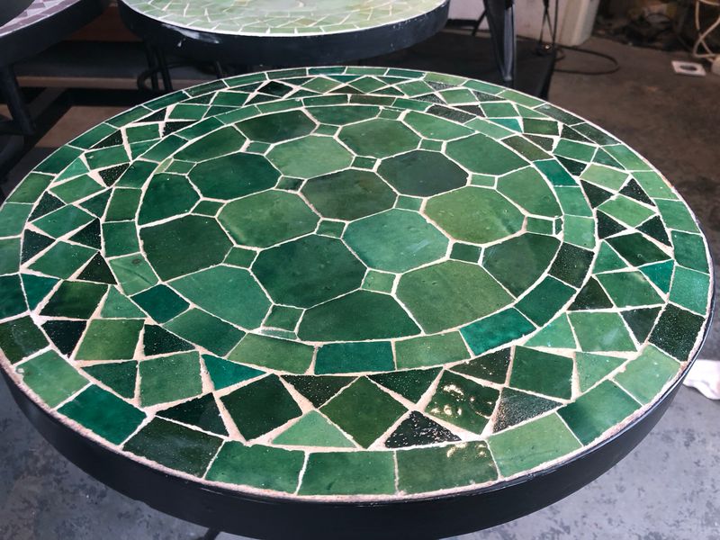 Marokkaanse Mozaiektafel (blad) 40 cm Tamegroute groen Handgemaakt Marokkaanse Mozaiektafel (blad) 40 cm Tamegroute groen Handgemaakt