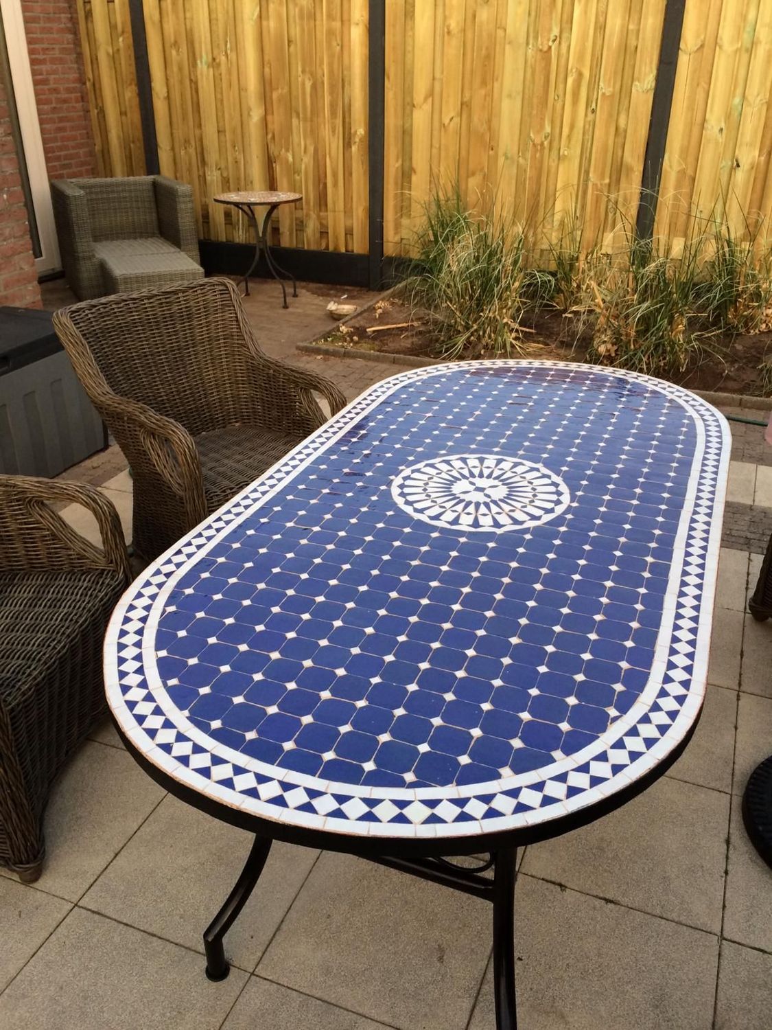 Marokkaanse Mozaiektafel 180 cm Ovaal Inclusief Beste Onderstel en Afwerking ! Marokkaanse Mozaiektafel 180 cm Ovaal Inclusief Beste Onderstel en Afwerking !