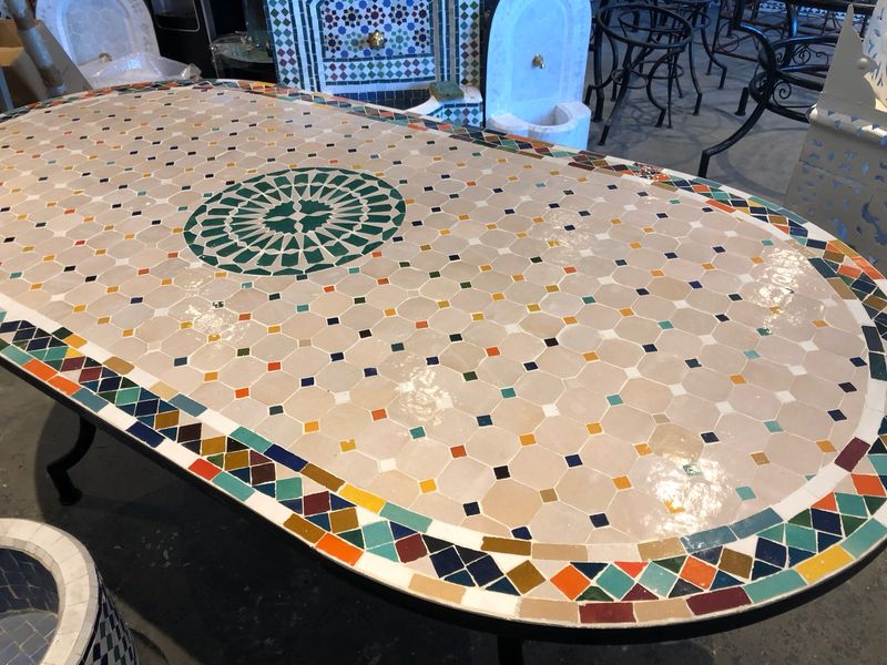 Marokkaanse Mozaiektafel 180 cm Ovaal Inclusief Beste Onderstel en Afwerking ! Marokkaanse Mozaiektafel 180 cm Ovaal Inclusief Beste Onderstel en Afwerking !