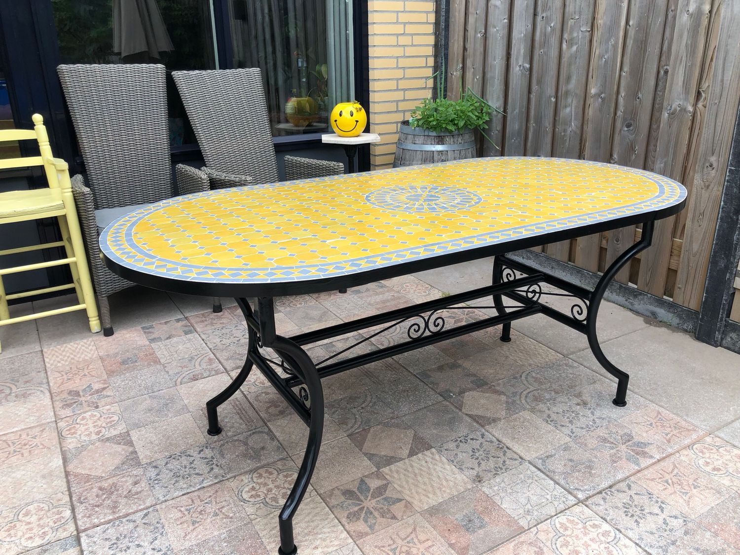 Marokkaanse Mozaiektafel 180 cm Ovaal Inclusief Beste Onderstel en Afwerking ! — detail 9