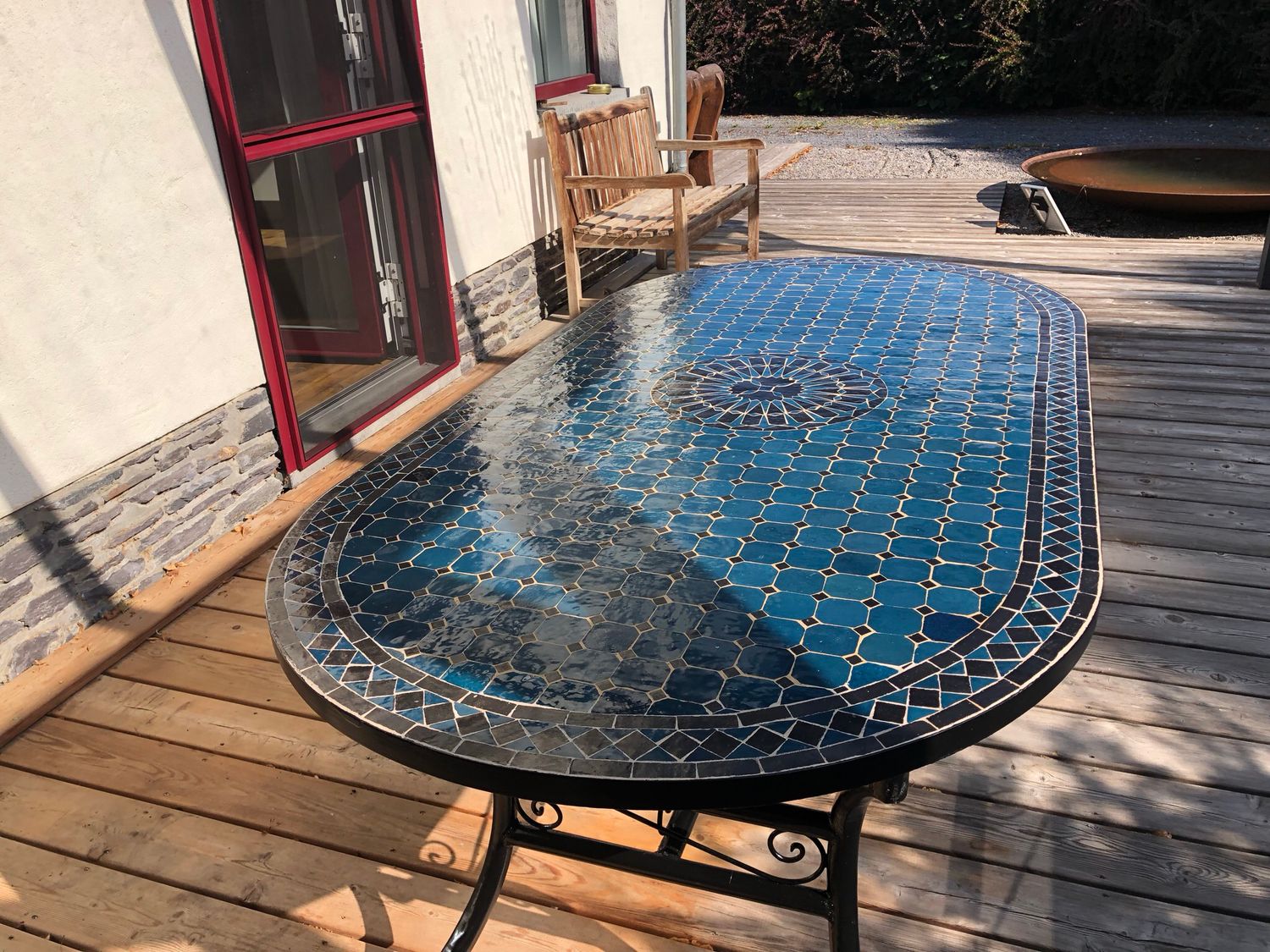 Marokkaanse Mozaiektafel 180 cm Ovaal Inclusief Beste Onderstel en Afwerking ! — detail 2