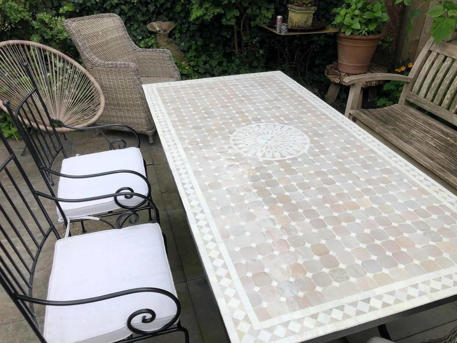 Marokkaanse Mozaiektafel 180 cm Gëemailleerd Inclusief Beste Onderstel en Afwerking ! — detail 3