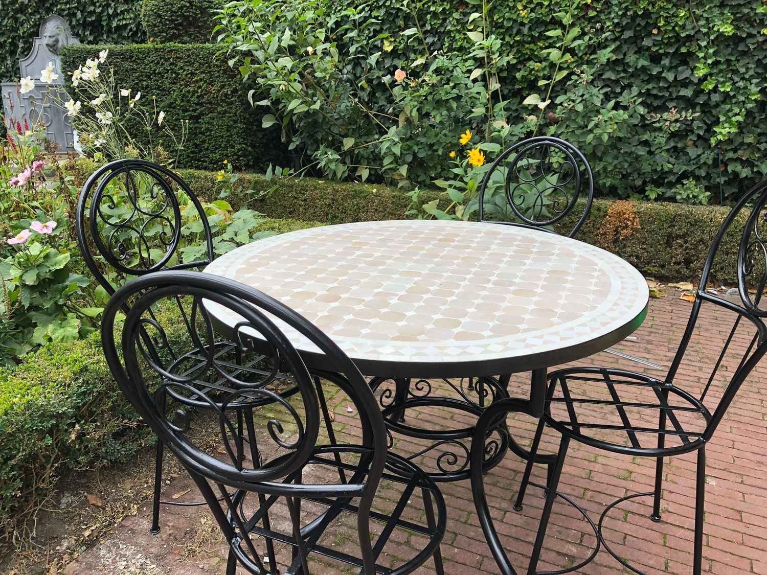 Marokkaanse Mozaiek tafel (blad) 100 cm Creme-wit Handgemaakt nw Marokkaanse Mozaiek tafel (blad) 100 cm Creme-wit Handgemaakt nw