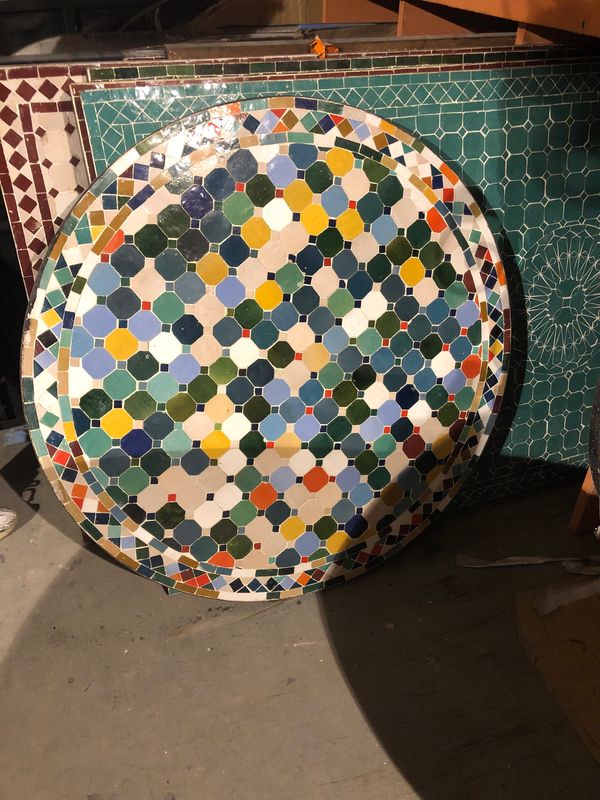 Marokkaanse Mozaiek tafel (blad) 100 cm Multicolor Handgemaakt nw Marokkaanse Mozaiek tafel (blad) 100 cm Multicolor Handgemaakt nw