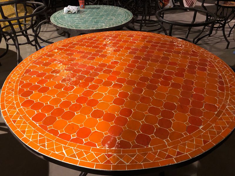 Marokkaanse Mozaiek tafel (blad) Oranje Uni 120 cm Marokkaanse Mozaiek tafel (blad) Oranje Uni 120 cm