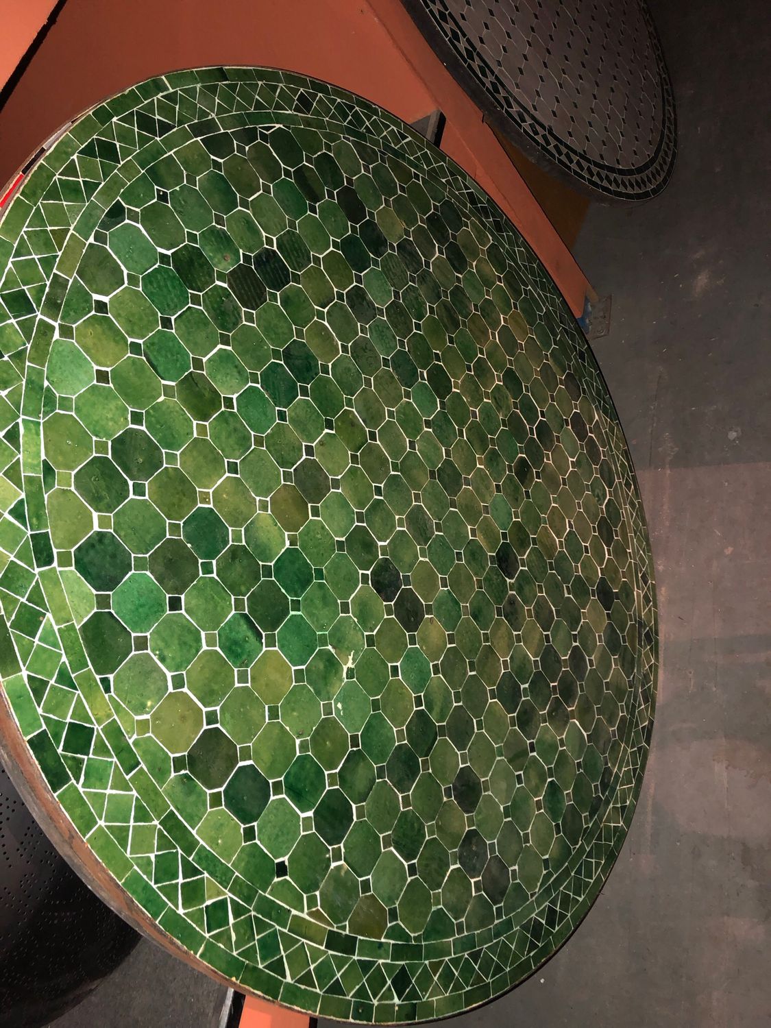 Marokkaanse Mozaiek tafel (blad) 120 cm Tamegroute Groen Handgemaakt nw