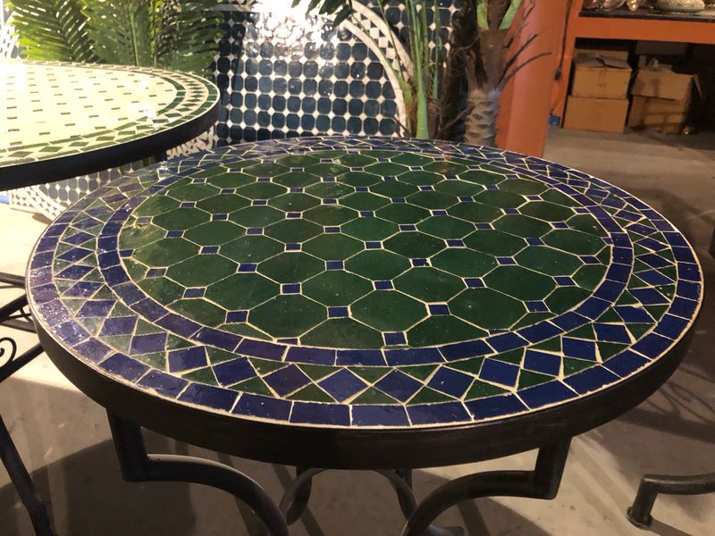 Marokkaanse Mozaiek tafel (blad) 60 cm Groen-Blauw Handgemaakt Marokkaanse Mozaiek tafel (blad) 60 cm Groen-Blauw Handgemaakt