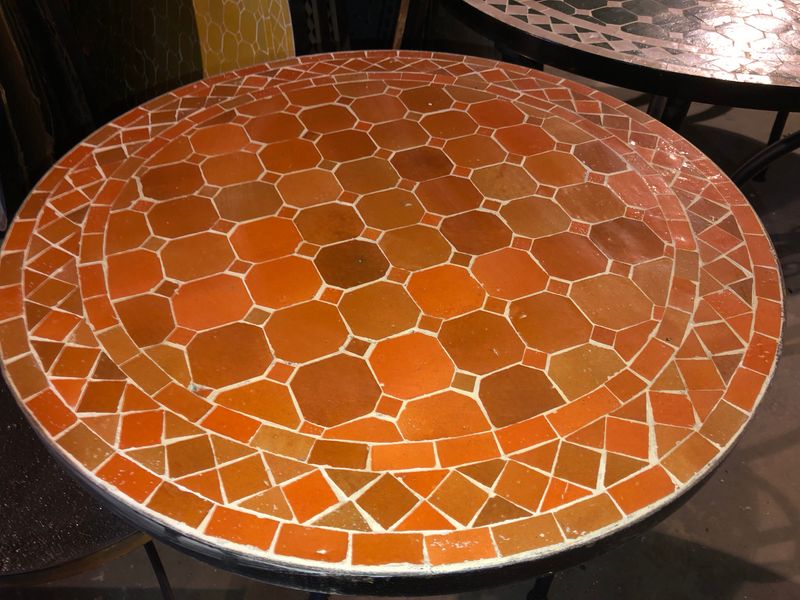 Marokkaanse Mozaiek tafel (blad) 60 cm Oranje Uni Handgemaakt Marokkaanse Mozaiek tafel (blad) 60 cm Oranje Uni Handgemaakt