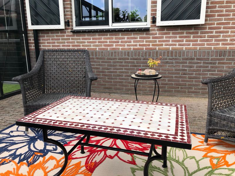 Handgemaakte Marokkaanse Mozaiek tafel (blad) - 100 x 60 cm Creme-Bordeauxrood Handgemaakt Handgemaakte Marokkaanse Mozaiek tafel (blad) - 100 x 60 cm Creme-Bordeauxrood Handgemaakt