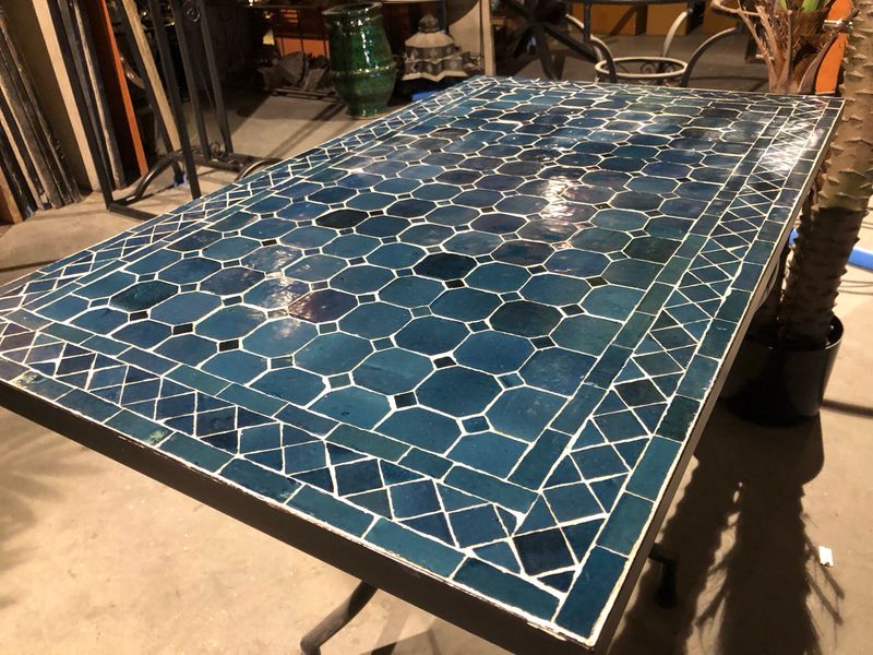 Handgemaakte Marokkaanse Mozaiek tafel (blad) - 100 x 60 cm Petrolblauw Uni Handgemaakt Handgemaakte Marokkaanse Mozaiek tafel (blad) - 100 x 60 cm Petrolblauw Uni Handgemaakt