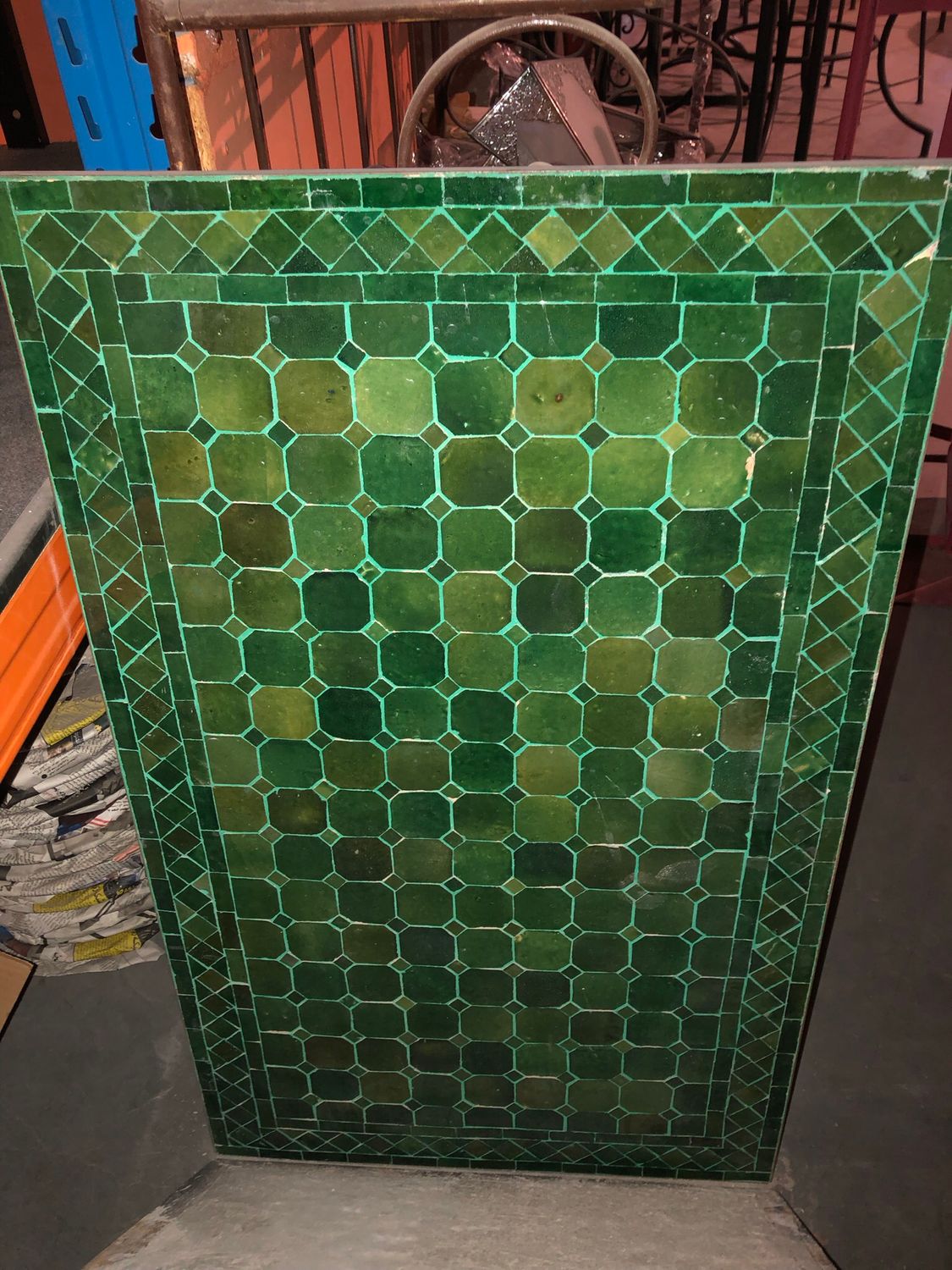 Handgemaakte Marokkaanse Mozaiek tafel (blad) - 100 x 60 cm  Tamegroute Groen Handgemaakt