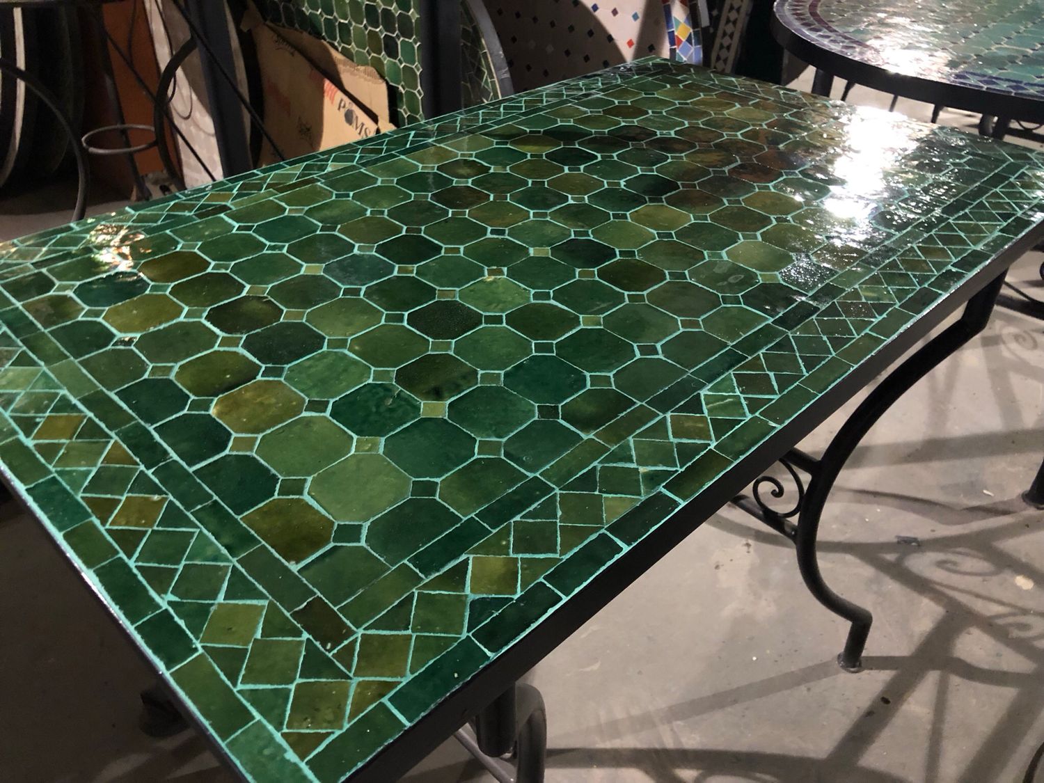 Handgemaakte Marokkaanse Mozaiek tafel (blad) - 100 x 60 cm Tamegroute Groen Handgemaakt Handgemaakte Marokkaanse Mozaiek tafel (blad) - 100 x 60 cm Tamegroute Groen Handgemaakt