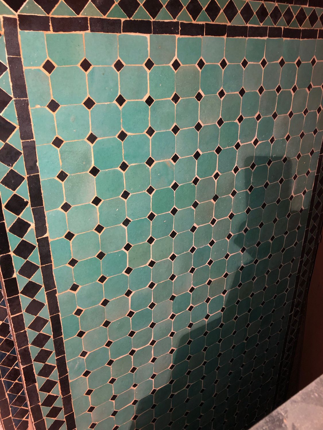 Handgemaakte Marokkaanse Mozaiek tafel (blad) - 160 x 80 cm Zeegroen-Zwart Handgemaakt