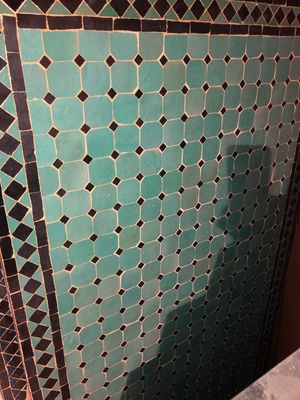 Handgemaakte Marokkaanse Mozaiek tafel (blad) - 160 x 80 cm Zeegroen-Zwart Handgemaakt