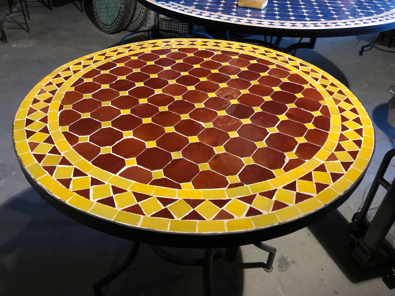 Marokkaanse Mozaiek tafel (blad) 70 cm Handgemaakt N Bordeauxrood-Geel 