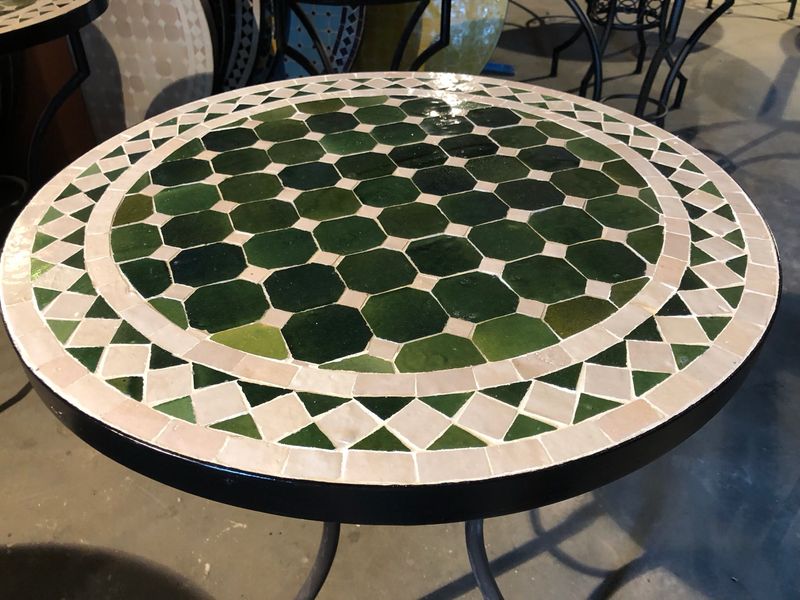 Marokkaanse Mozaiek tafel (blad) 60 cm Tamegroute Groen-Creme Handgemaakt N Marokkaanse Mozaiek tafel (blad) 60 cm Tamegroute Groen-Creme Handgemaakt N