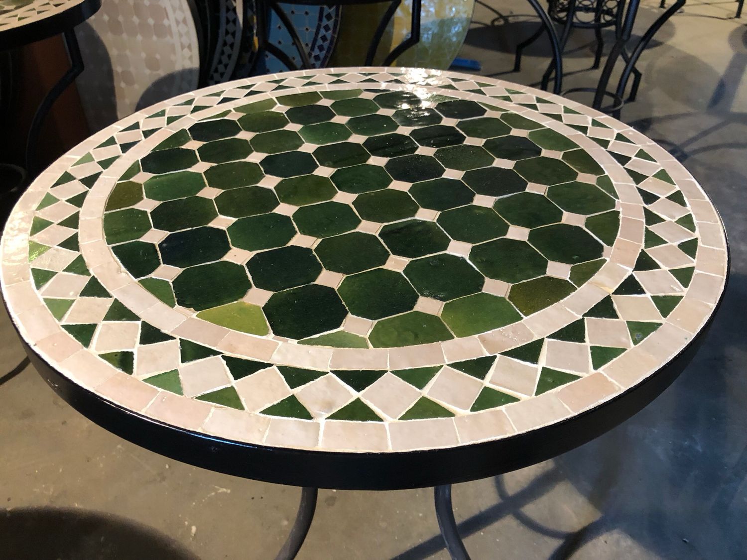 Marokkaanse Mozaiek tafel (blad) 60 cm Tamegroute Groen-Creme Handgemaakt N Marokkaanse Mozaiek tafel (blad) 60 cm Tamegroute Groen-Creme Handgemaakt N