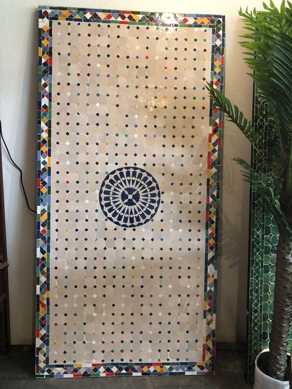 Marokkaanse Mozaiek tafel (blad) Met ROZET 200x100 cm Creme - Multicolor  Lichtgewicht  / 50 KG