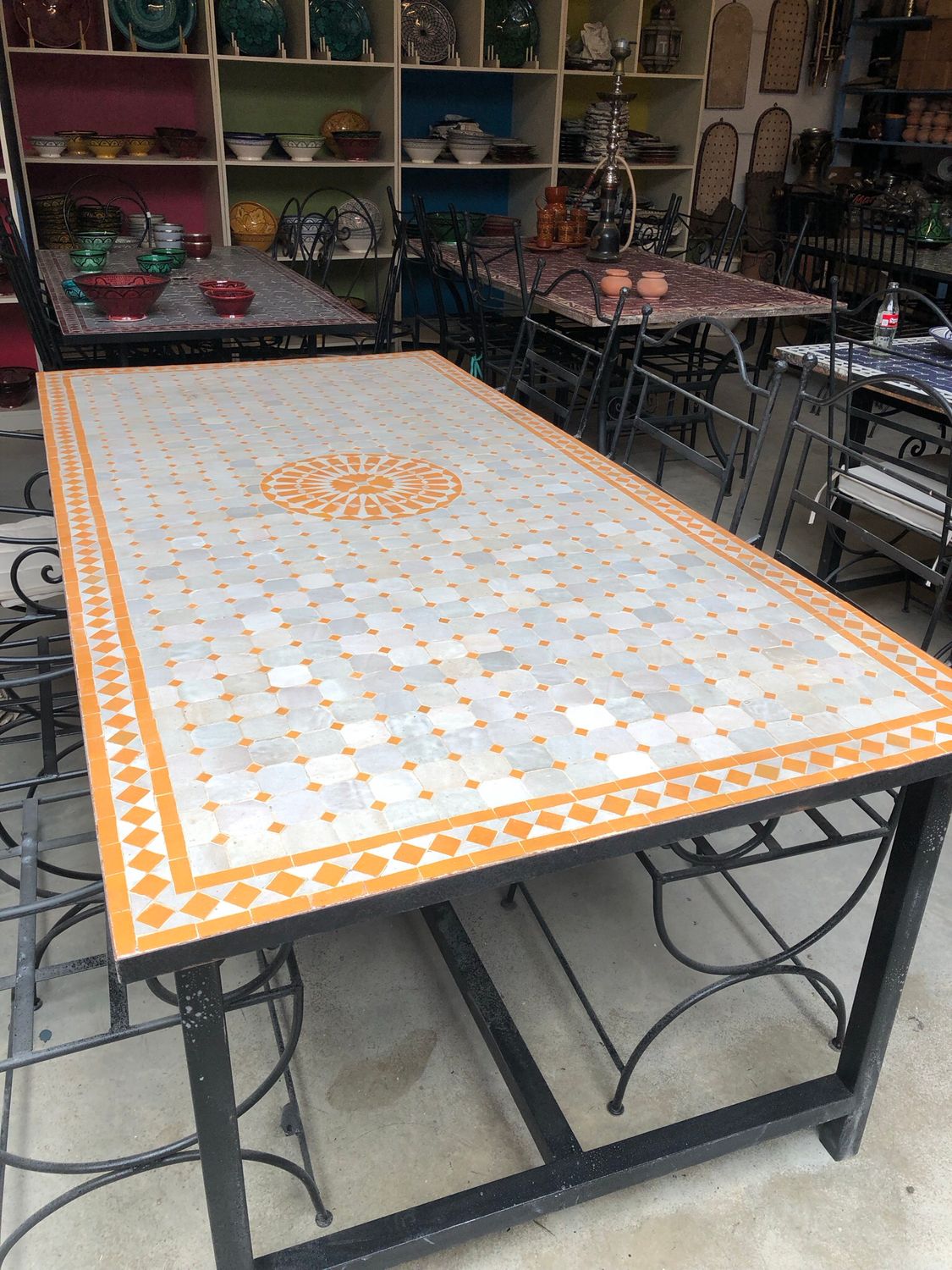 Marokkaanse Mozaiek tafel (blad) Met ROZET 200x100 cm Creme-Geel/ Lichtgewicht / 39 KG Marokkaanse Mozaiek tafel (blad) Met ROZET 200x100 cm Creme-Geel/ Lichtgewicht / 39 KG