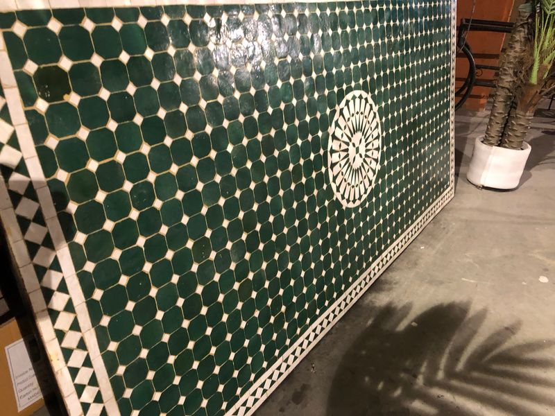 Marokkaanse Mozaiek tafel (blad) Met ROZET 200x100 cm Groen-wit/ Lichtgewicht / 39 KG Marokkaanse Mozaiek tafel (blad) Met ROZET 200x100 cm Groen-wit/ Lichtgewicht / 39 KG