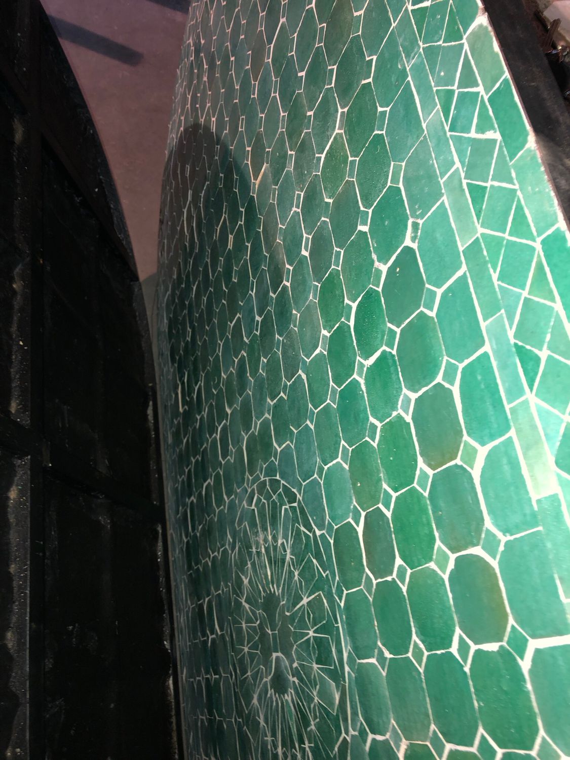 Marokkaanse Mozaiek tafel (blad) Met ROZET 200x100 cm Ovaal Zeegroen/ Lichtgewicht / 45 KG — detail 6