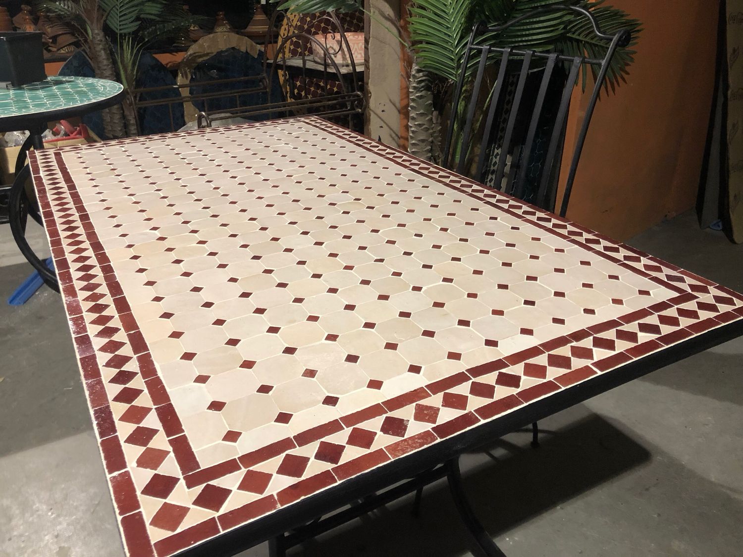 Handgemaakte Marokkaanse Mozaiek tafel (blad) - 140 x 80 cm Creme-Bordeauxrood Handgemaakt Handgemaakte Marokkaanse Mozaiek tafel (blad) - 140 x 80 cm Creme-Bordeauxrood Handgemaakt