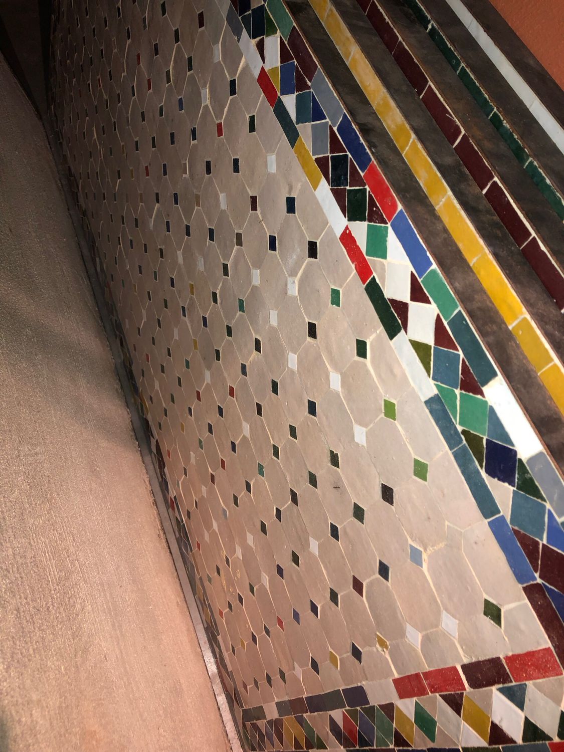 Handgemaakte Marokkaanse Mozaiek tafel (blad) - 140 x 70 cm Creme-Multicolor Handgemaakt