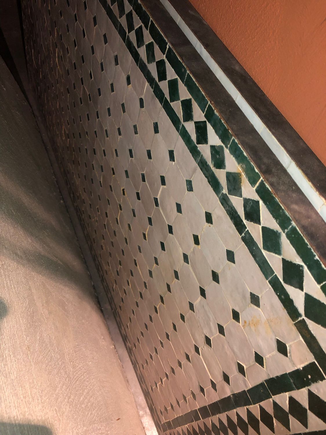 Handgemaakte Marokkaanse Mozaiek tafel (blad) - 140 x 70 cm Creme-Groen Handgemaakt