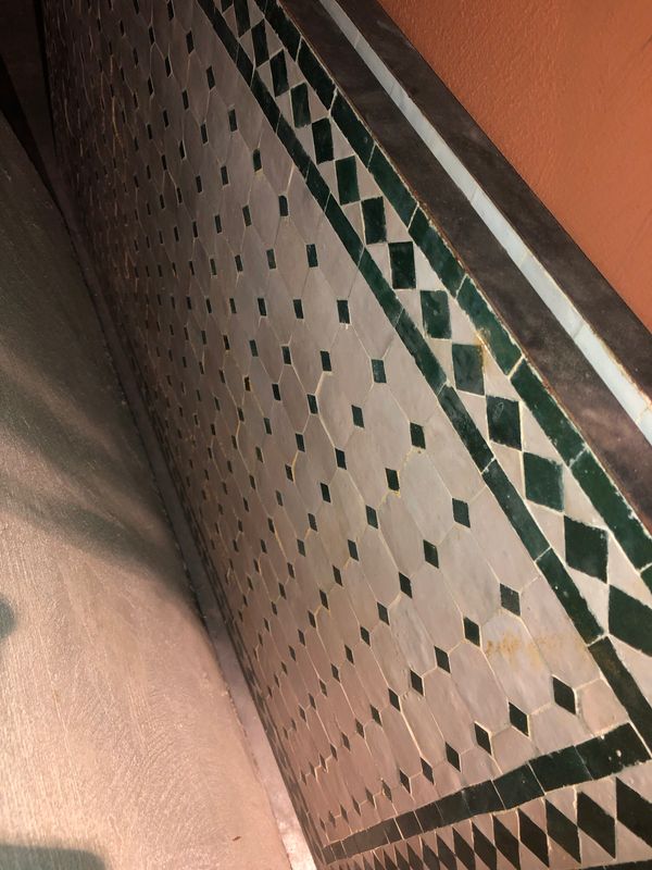 Handgemaakte Marokkaanse Mozaiek tafel (blad) - 140 x 70 cm Creme-Groen Handgemaakt